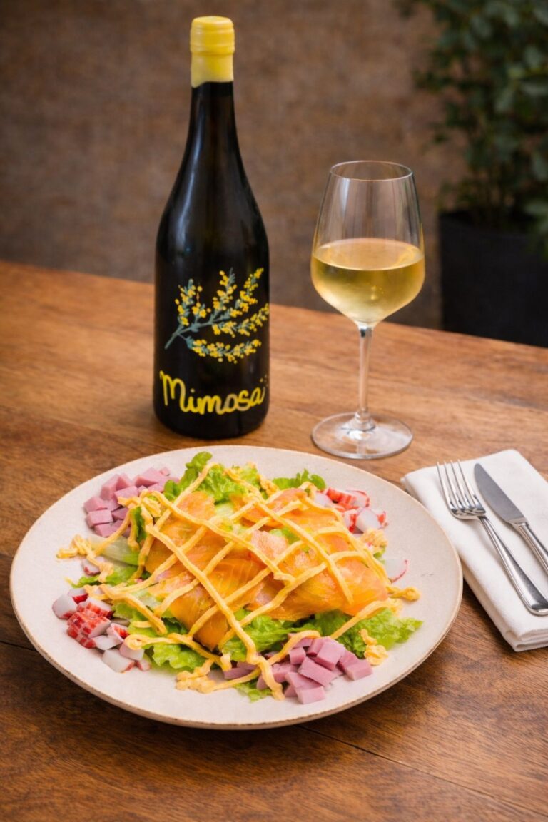 Ensalada ahumada con godello mimosa